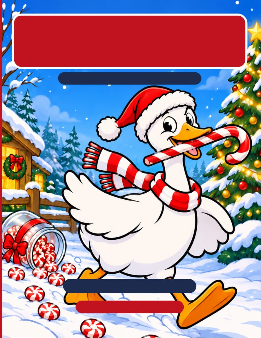Cover for A Very Silly Goose Christmas: Bold & Easy Holiday Coloring Book for Kids and Adults; 30 Big, Simple Christmas Scenes (Feral & Festive)